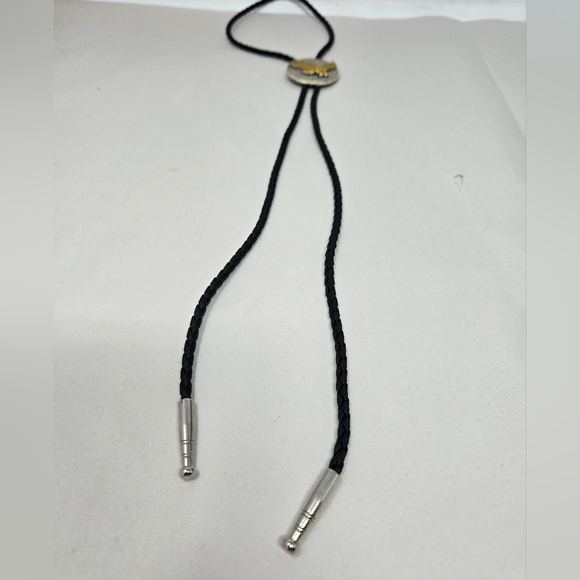 Silver & Gold Tone Eagle Landing Bolo Western Cowboy Tie Adj Braided Tie Rodeo - Picture 4 of 9